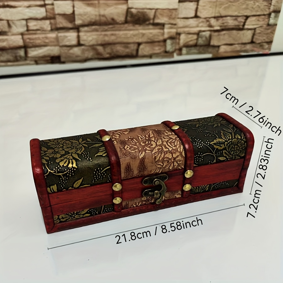 Vintage Style Wooden Jewellery Box, Plant Pattern Storage